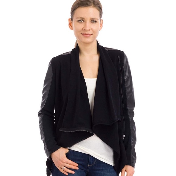 NWT BlankNYC Vegan Leather and Knit Crepe Jacket - Picture 1 of 6